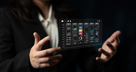 A weekly business performance report and analytics dashboard. A concept for tracking trends, KPIs, financial data, and insights over time. Motif