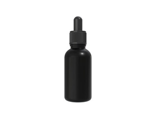 3D Render a black bottle with a black cap