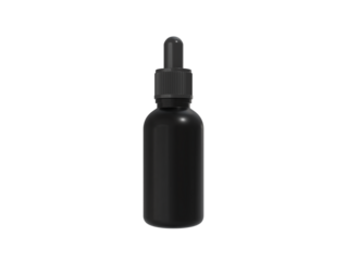 3D Render a black bottle with a black cap