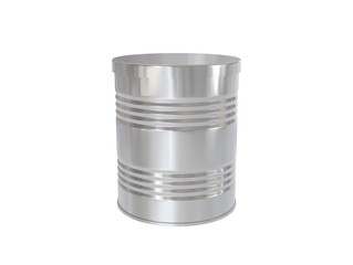 3D Render a metal trash can with a lid on a white background