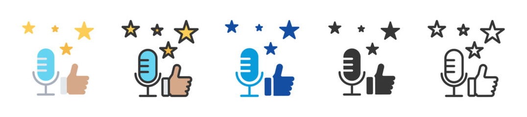 podcast rating icon set multi style various collection