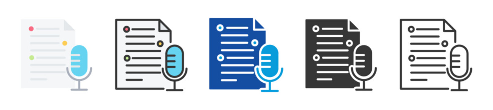 voice script icon set multi style various collection