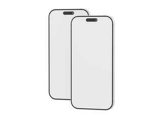 Two blank modern smartphones. Mockup for UI UX design, app presentation. Smartphones with copy space for techno