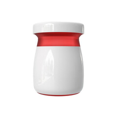 3D Render a white and red jar with a red lid