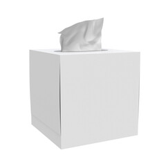 3D Render a white tissue box with a tissue on top