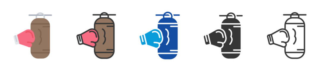 punching bag icon set multi style various collection