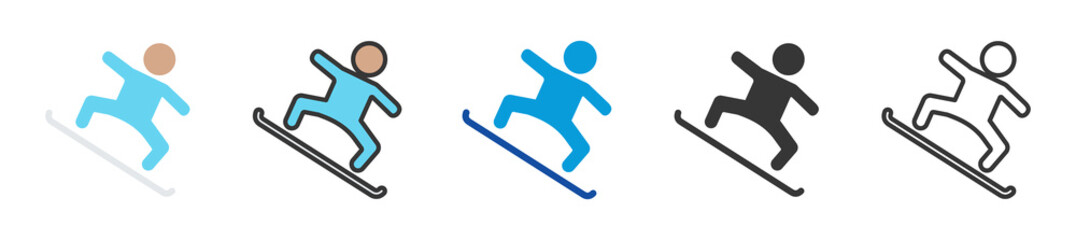 snowboard icon set multi style various collection