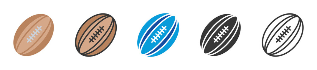 Fototapeta premium rugby ball icon set multi style various collection