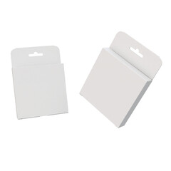 3D Render a white card and a white box on a white surface