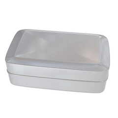 3D Render a white rectangular container with a lid