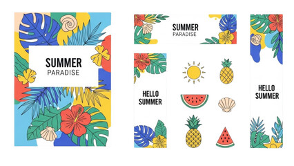 Summer Paradise Collection Tropical Flora & Vacation Elements
