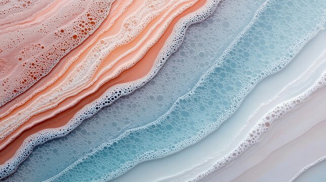 An abstract image featuring colorful waves with bubbles, creating a gradient effect.