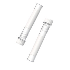 3D Render two white tubes with a white cap on a white background
