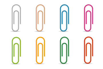 Multicolor paper clip set in minimal outline.