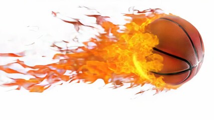 A basketball ball engulfed in flames, ideal for use in sports or action-themed ry