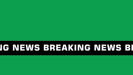 Breaking News Animation Banner with White Text on Black Background for Broadcast Alerts