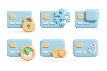 Minimalist icon set featuring credit card concepts for financial and security design