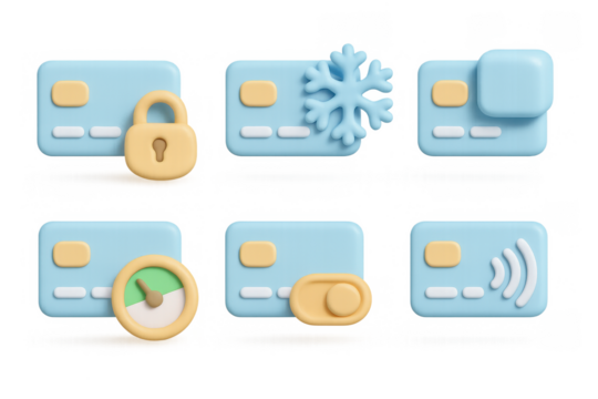 Minimalist icon set featuring credit card concepts for financial and security design