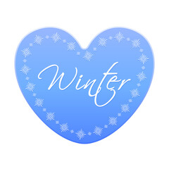 Winter heart with snowflake border. Vector illustration. Isolated on white.
