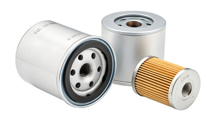Car Oil filters isolated on white. Automobile spare part
