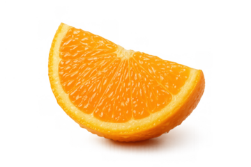 Orange fruit wedge slice rich in vitamin c, fresh healthy citrus food, juicy segment with transparent background