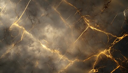 Glowing golden cracks across a dark marble texture with a moody rich finish.