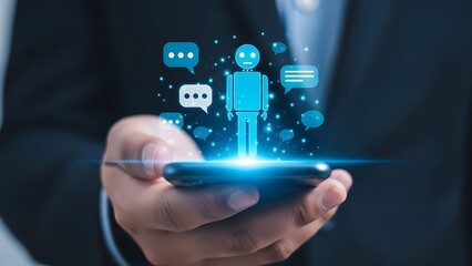 Ai assistant on smartphone held by business professional