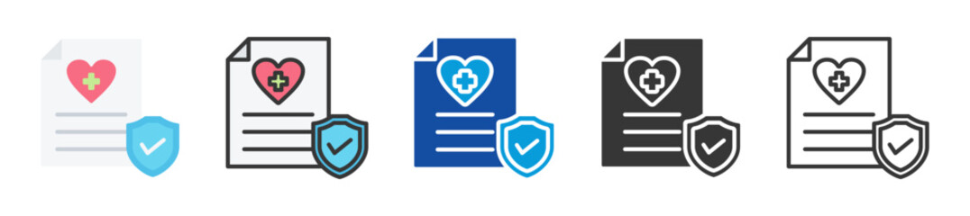 health insurance icon set multi style various collection