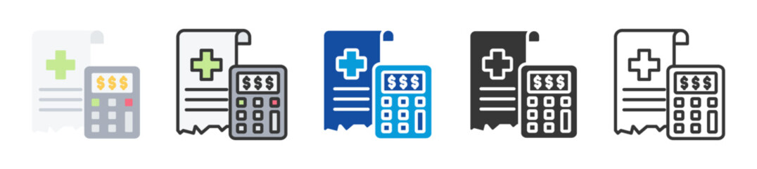 Fototapeta premium medical expenses icon set multi style various collection