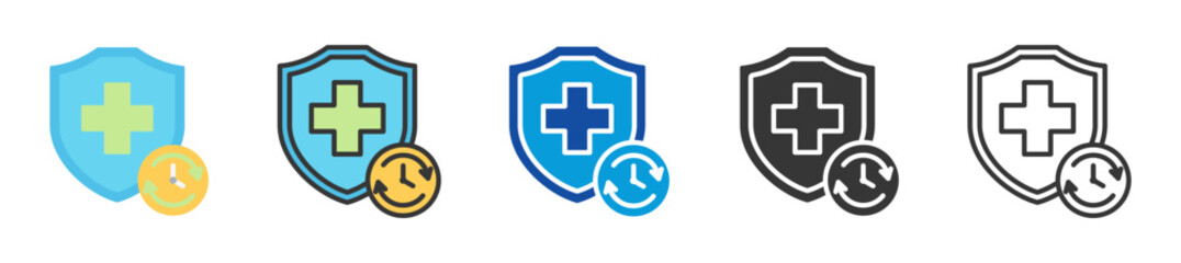 long term insurance icon set multi style various collection