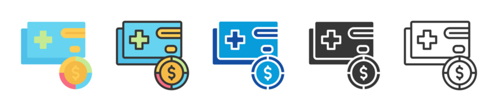 copay cart icon set multi style various collection