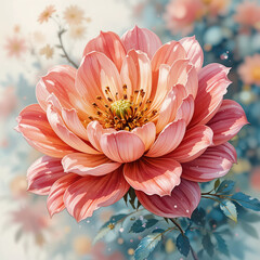 pink and white dahlia ai generate illustration