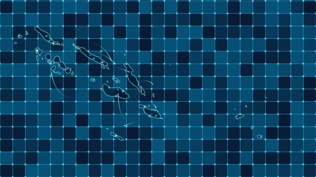 Digital grid map animation of Solomon Islands, Technology, Communication, Transportation