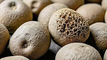 Cracked Textured Honeycomb Fruit Close-up: Exotic Fruit Collection