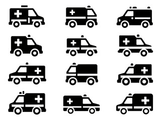 Ambulance icons for medical emergency response and transport.