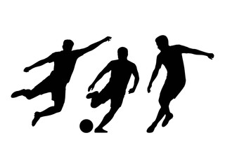 Dynamic silhouettes of football players in various game poses.
