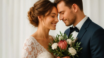 Couple shares a tender moment at their wedding ceremony