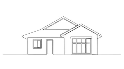 One line art of a building Continuous line drawing of a modern home exterior