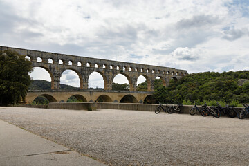 famous, historic aqueduct Pont du Gard, Gard department, Provence, France