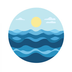 An Imaginary 2D flat icon ocean surface, modern element in vector and EPS format_clean vector_isolated on a white background, An Icon clipart set