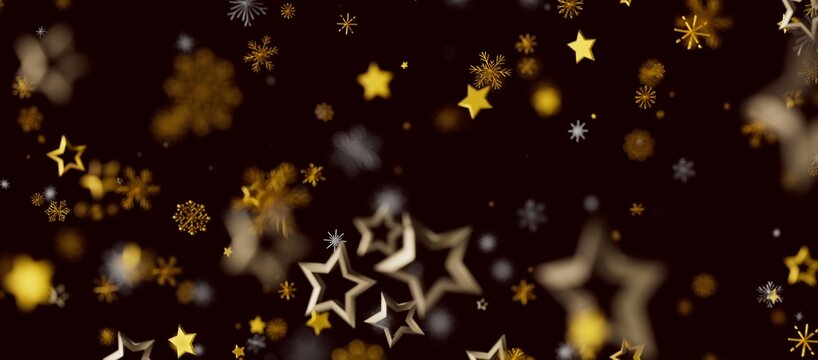 Abstract festive background with glittering stars and snowflakes. Perfect for Christmas, New Year or any celebration. Da - Powered by Adobe