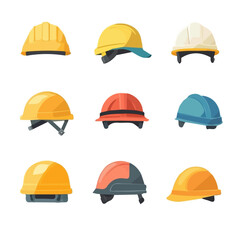 modern element in vector and EPS format_clean vector_isolated on a white background, An Icon clipart set, An Imaginary 2D flat icon safety_helmets_bunch
