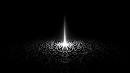 Bright white light beam illuminates futuristic textured surface