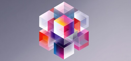 Colorful translucent cubes create abstract design
