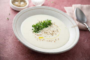 Celery and potato soup with truffle oil