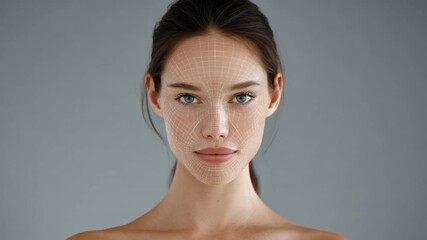 Female Face with Digital Wireframe Overlay for Technology and Innovation Concepts 4k video footage - Powered by Adobe
