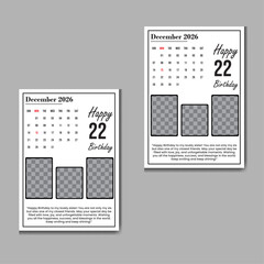 Birthday wishes card template design.