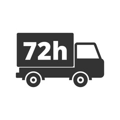Delivery truck, 72 hours icon isolated on transparent background