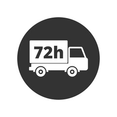 Delivery truck, 72 hours icon isolated on transparent background