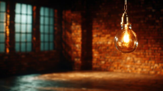 A beautifully glowing vintage light bulb hanging in a dimly lit room, capturing the warm ambiance and nostalgia that highlights the charm of classic design and creativity.